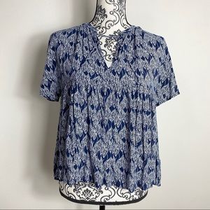 Entro Blue Feather Tie Crop Top S